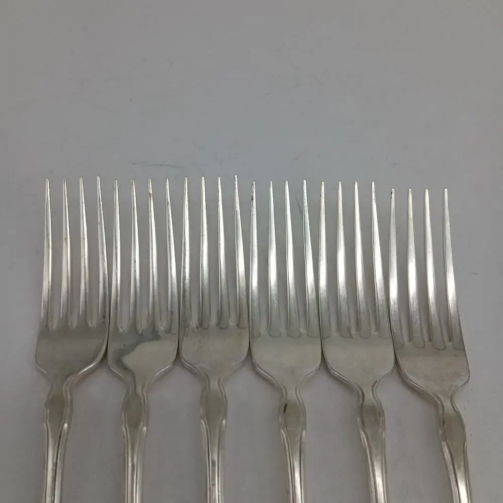 6X DF Rogers Oneida ALOUETTE Silverplate Dinner Forks 1978